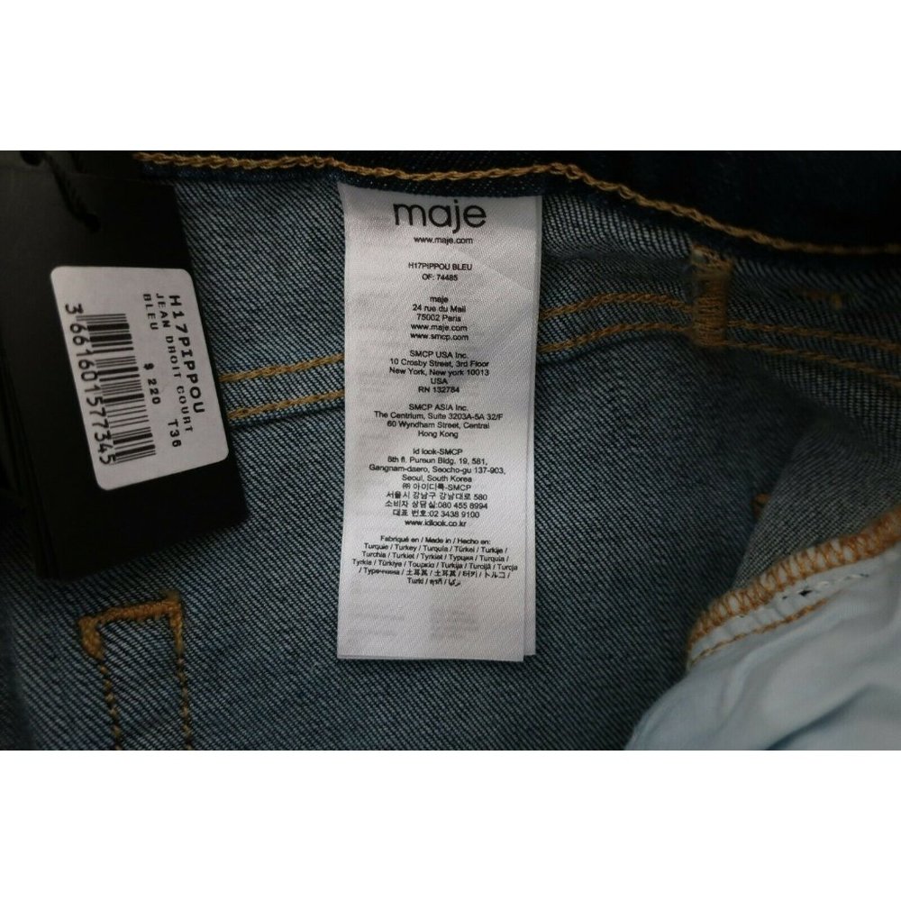 Maje NWT Jeans Dark Wash Blue 5 Pocket Logo Pants 36 4 - Picture 4 of 5